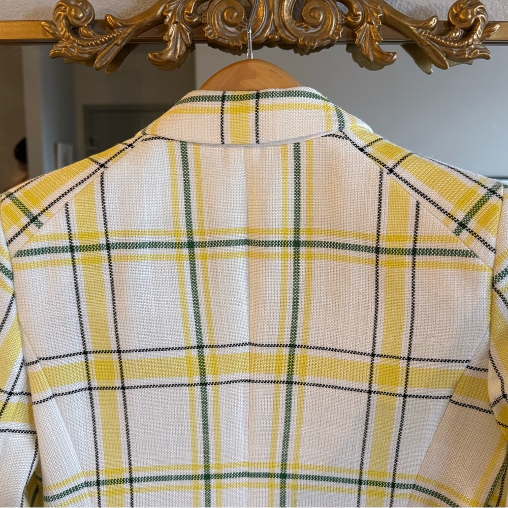 Veronica Beard VB Schoolboy Yellow + Green Plaid  Dickey Jacket Blazer 6 - Picture 4 of 11